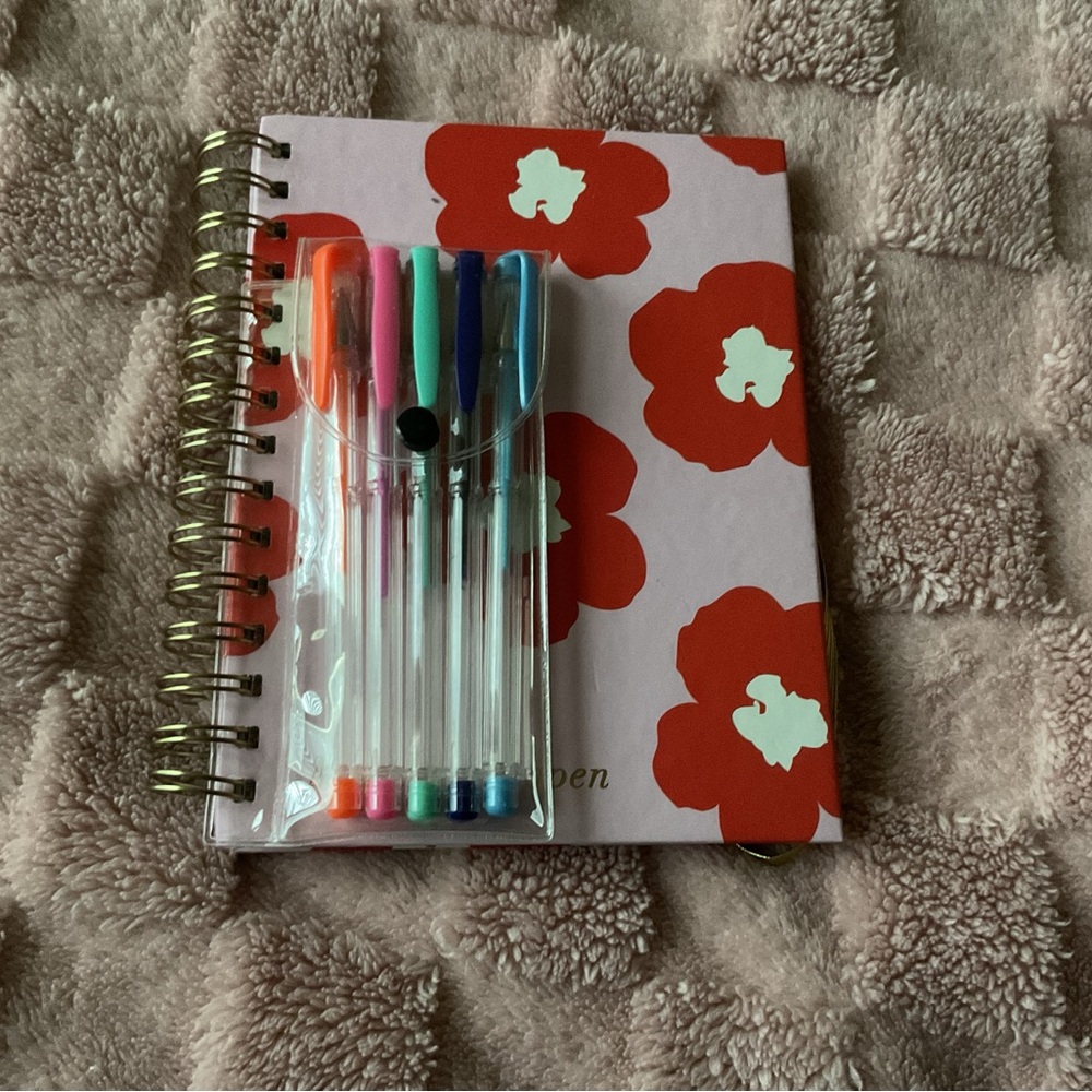 Floral Notebook with Multicolor Pens